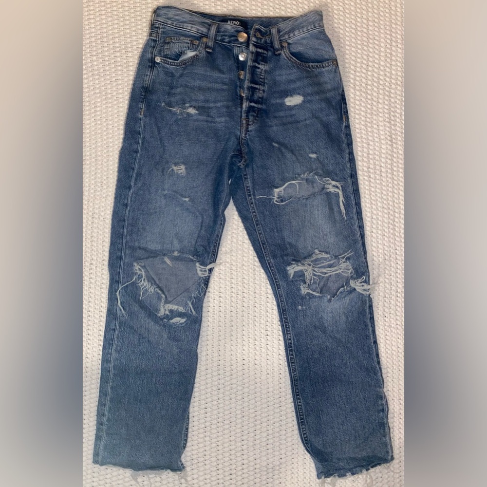 Aeropostal ripped high rise jeans